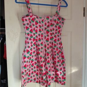 Strawberry Print Pink Dress